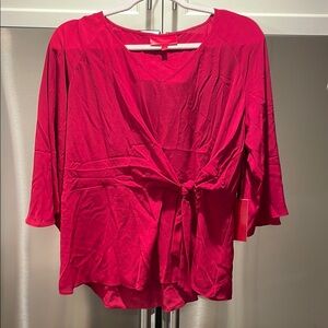 Elegant Side Tie Pelum in Red Women's Top